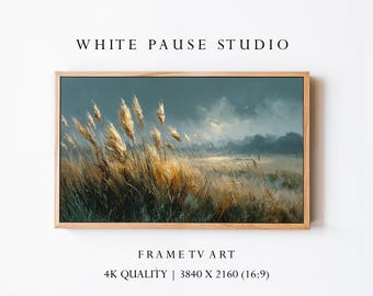 Coastal Reeds Landscape Art 4K, Samsung Frame TV Decor, Moody Nature Scene