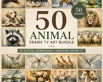 50 Animal Frame TV Art Bundle, Wildlife Nature Scenes (Digital Download)