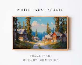 Impressionist Oil Painting Village for Samsung Frame TV Art 4K Digital Desktop Wallpaper