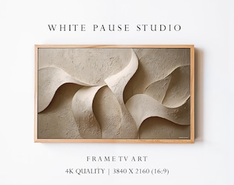 Neutral Abstract Frame TV Art, Beige Textured Minimalist 4K Samsung The Frame JPG