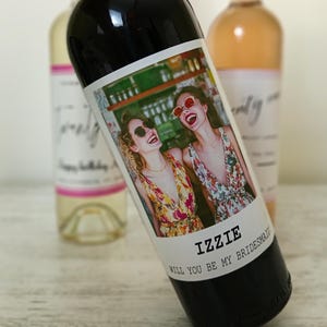 Aangepast wijnetiket - champagnefles voorstel bruidsmeisje - gepersonaliseerde bruidsmeisje - verlovingslikeur waterwhisky fotosticker
