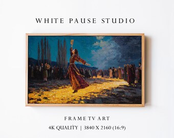 Bulgarian Fire Dancer Nestinari Samsung Frame TV Art, Ethno Oil Painting Wallpaper 4K