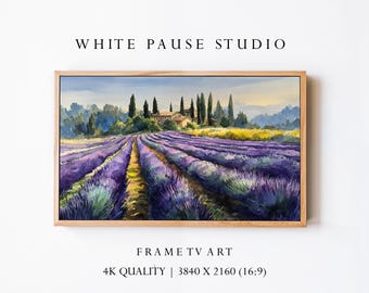 Lavender Field Provence Watercolor Samsung Frame TV Art, Spring Landscape Wallpaper 4K