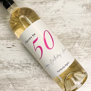 Gepersonaliseerd wijnflesetiket 50e verjaardag - aangepast cadeau voor 50-jarig jubileum