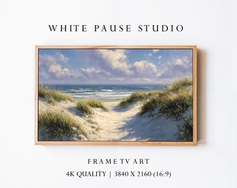 Beach Dunes Landscape Frame TV Art, Coastal Ocean Path (Digital Download)
