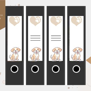 Folder spine labels - labels for inserting wide + narrow folders with + without lines - motif dog 2 - PDF Digital Download