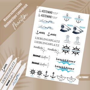 Wasserschiebefolie MARITIM | Kerzentattoos DIN A4 | Tattoo Folie für Kerzen DIY | Kerzen selbst gestalten & dekorieren