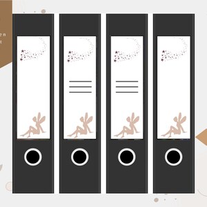 Folder spine labels - labels for inserting wide + narrow folders with + without lines - motif Fairy 1 - PDF Digital Download