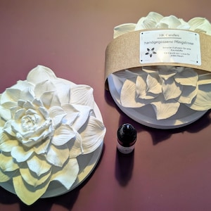 Aroma stone peony + fragrance oil popular perfume classic – decorative flower on round tray, room fragrance diffuser without fire, fragrance stone gift set