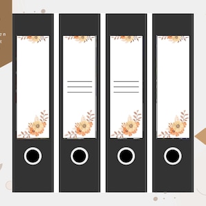 Folder spine labels - labels for inserting wide + narrow folders with + without lines - motif Flower 2 - PDF Digital Download