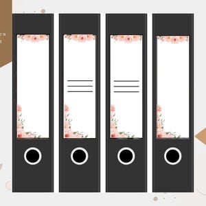 Folder spine labels - labels for inserting wide + narrow folders with + without lines - motif Flower 1 - PDF Digital Download