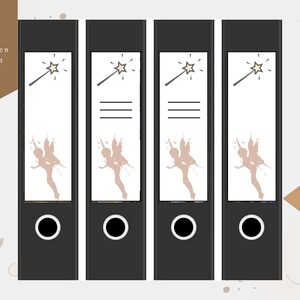 Folder spine labels - labels to insert for wide + narrow folders with + without lines - motif fairy 2 - PDF digital download