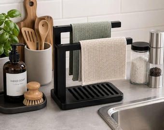 Escurridor de paños de cocina y esponjas | Organizador de cocina impreso en 3D en PLA | Soporte disponible en varios colores con bandeja recogegotas | 20 x 19 x 10 cm