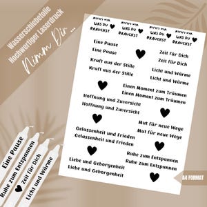 Waterslide film TAKE YOURSELF... | Candle tattoos Din A4 | Tattoo film for DIY candles | Design and decorate your own candles