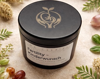 Vela de Fertilidad – Deseo de Hijos y Energía Femenina con Cornalina, Cuarzo Rosa, Piedra Lunar y Granate