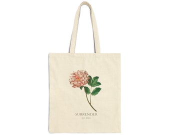 Surrender Est. 2024 Customized Birth Month Flower, Personalized Tote Bag, Soft Life, Gifts for her, Gifts for him, Art Bag