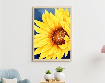 Printable Sunflower wall art, Sunflower wall art, digital download Sunflower, Flower wall art, digital Sunflower, Floral wall art, Sunflower