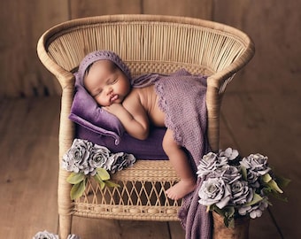 Newborn knit wrap and hat set Newborn hat Newborn photo props Baby shooting costumes Baby photo props