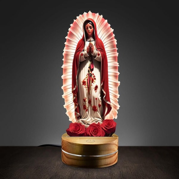 Virgin Mary Night Light Lamp - Guadalupe Virgin Mary Night Light - Virgen de Guadalupe Luz - Religious Home Decor - Catholic Unisex Gift