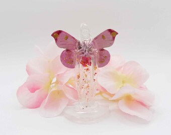 Mini figurine de la Vierge Marie - Marie papillon, fée papillon - Mère Nature - Vierge Marie rose transparente - Fait main - Cadeau spirituel pour elle