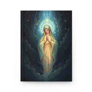 Celestial Virgin Mary Journal Hardcover Lined Notebook - Paying Virgin Mary - Spiritual Gift for Her, Gift to Self, Religious, Catholic Gift