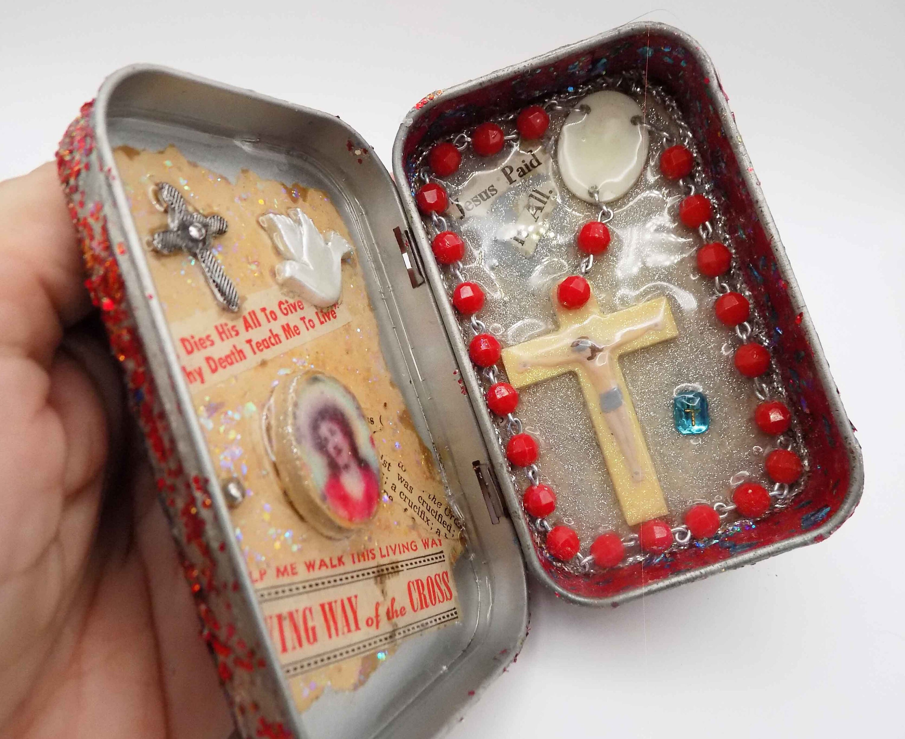 Jesus Tin Art Shrine, Altar Jesus is the Way Altered Art Tin Spiritual