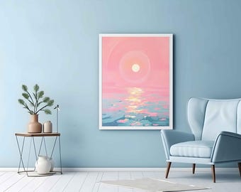 Sunset Sunrise Seascape - Impression d'art sur toile unique - Sans cadre