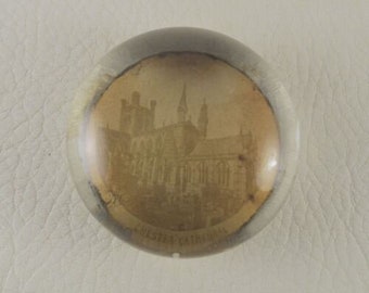 Antique 19C Chester Cathedral Victorian Glass Paperweight England Uk Souvenir