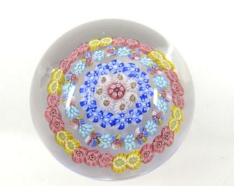 Baccarat Signed 4 Row Concentric Millefiori Art Glass Paperweight 2 1/2" 330G