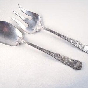 Monarch (1889) By Rogers and Hamilton Silverplate Salad Serving Set Fork and Spoon