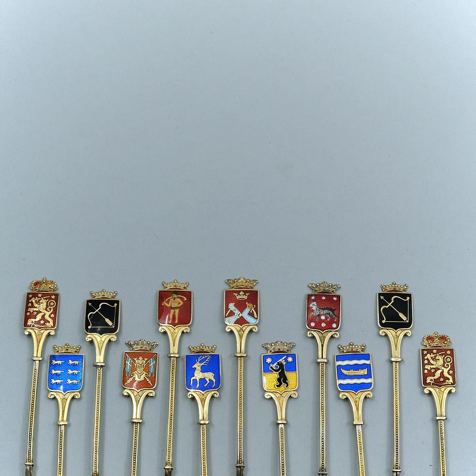 フィンランド製 813 シルバー エナメル お土産スプーン 12本セット
