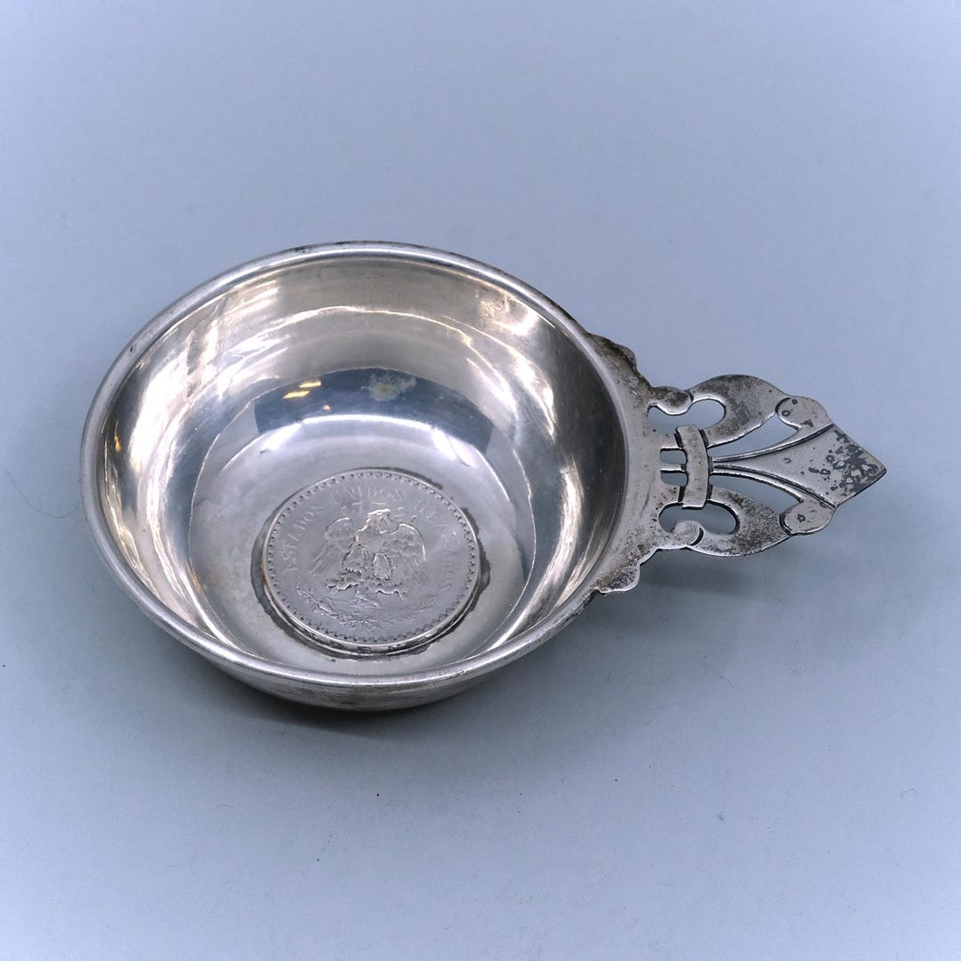 Tane Sterling Silver Tastevin With Mexican Peso .720 Silver Coin No ...