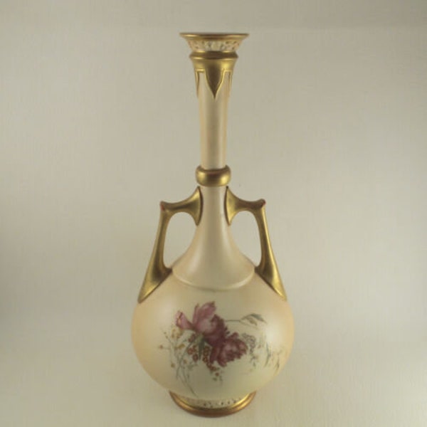 C1897 Royal Worcester Porcelain Bottle Vase Aesthetic Movement 1024 Sold As Is