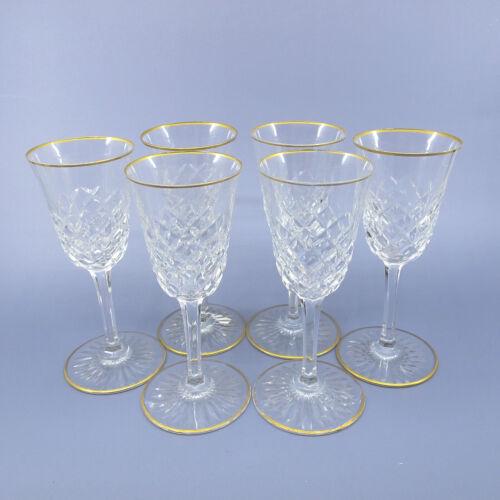 ファッションの Crystal French Baccarat by Gold Burgos Set Wine Port 6 of クリスタルガラス