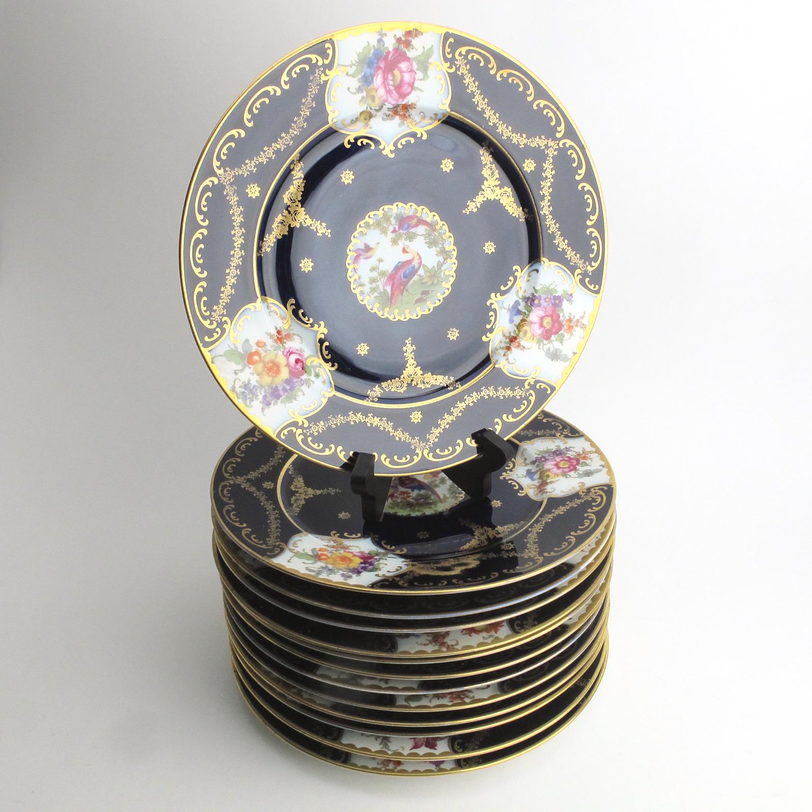 レア　MAISON CINQUANTECINQ 15周年企画コレクションプレート Ernst Wahliss (union T) Porcelain 13 Cobalt Dinner Plate Set