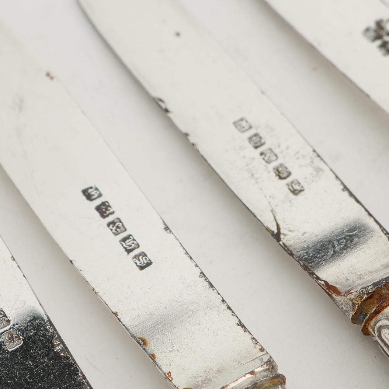 Harrison Brothers & Howson Set 4 Fruit Knives Silver Band Mother
