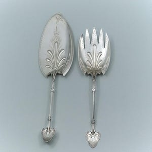 Lotus by Gorham Sterling Silver Fish Serving Set Fork & Knife Aesthetic No Mono