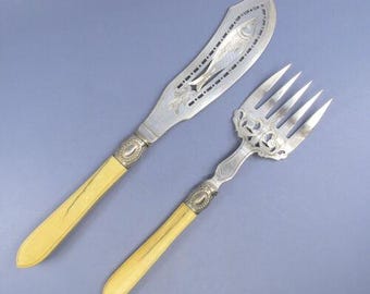 【Harrison Brothers】 【純銀ハンドル】ティーフォーク 7本 Harrison Brothers and Howson Sheffield Silverplate and Bone