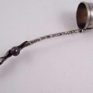 Gorham Sterling Mixed Metals Cream Bucket Ladle Figural Cherry Basket Weave Wood