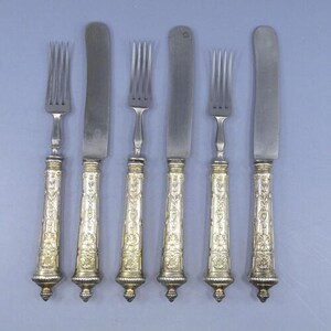 c1872-1922 ÖSTERRIKE-UNGERN Wien 800 Silver 6 delar Te Frukostgafflar & Knivar
