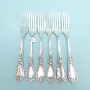 Model 61 Pluto by Gottlieb Wellner Silverplate Set 6 Luncheon Place Forks Gowe