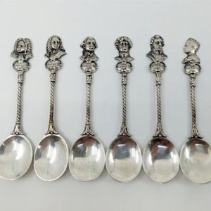 British Monarch Figural Spoon Set - Gebruder Neumann German Hanau Silver English