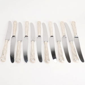 Kings by Smith Seymour Silberplattierte Edelstahlklinge 9 5/8" Set mit 12 Tafelmessern