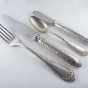 Hotel Gabrielli Sandwirth Venezia Silverplate 4Pc Place Setting Fork Knife Spoon  Hotel Silver