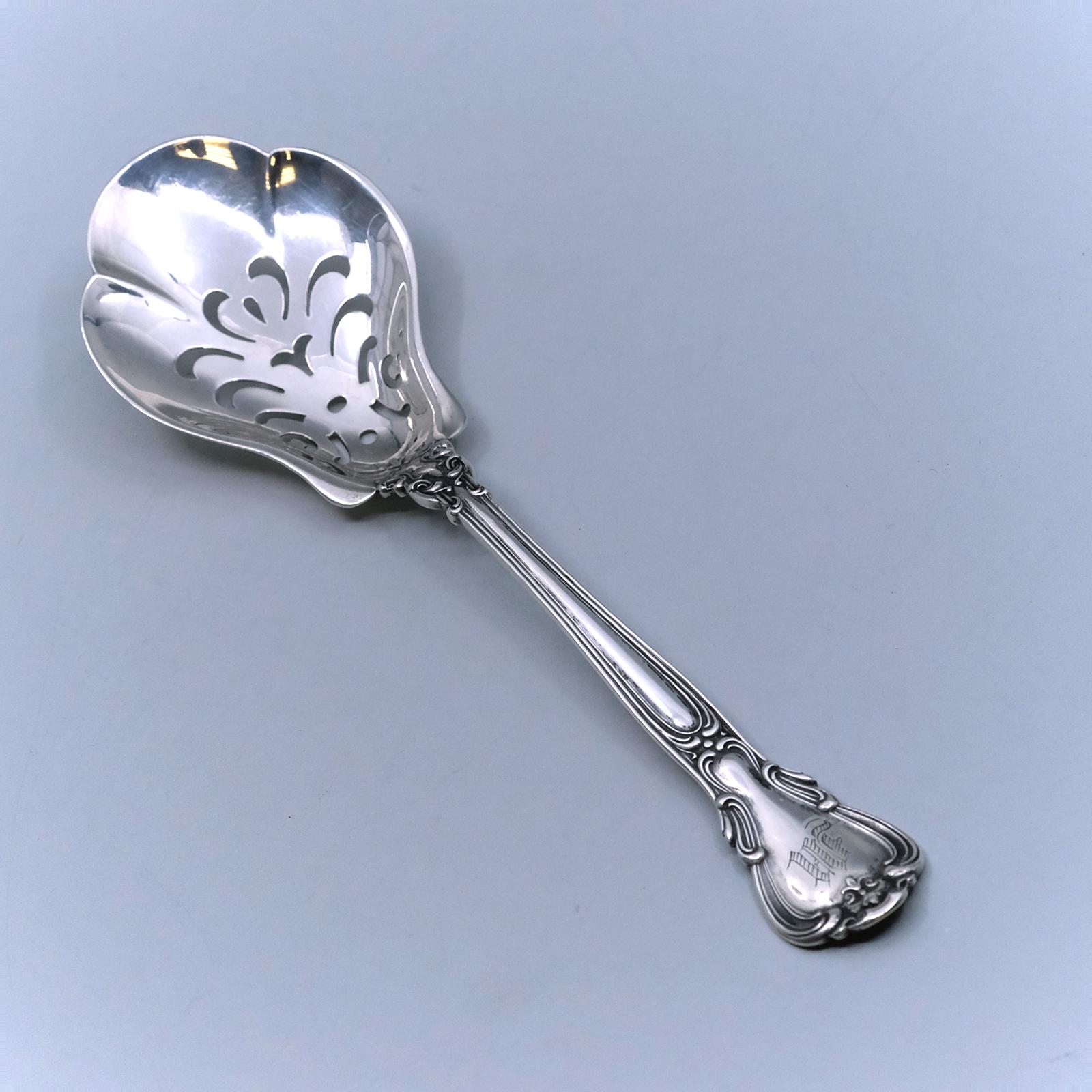 thumbnail image 2 of Vintage Gorham Chantilly Sterling Silver Slotted Serving Spoon - 8 3/8 Inches, Excellent Condition 2 of 4