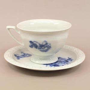 Cobalt Rose by Rosenthal Porcelain 3 3/4&quot; Footed Cup & Saucer Maria Shape