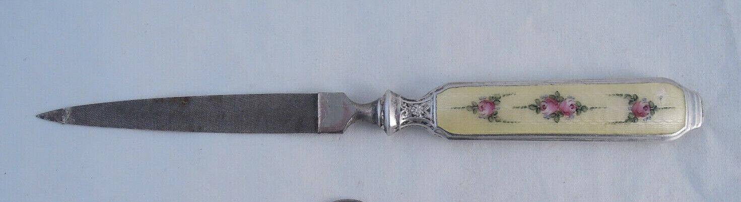 Webster Sterling Silver Nail File Enamel Floral