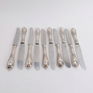 Model 61 Pluto Gottlieb Wellner Silverplate 8 3/8" Set 10 Luncheon Knives Gowe