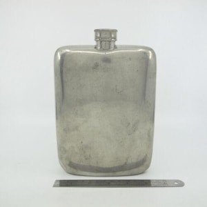 James Dixon and Sons Sheffield Pewter Flask Huge 24Oz 49L Whole Bottle Vtg Barware