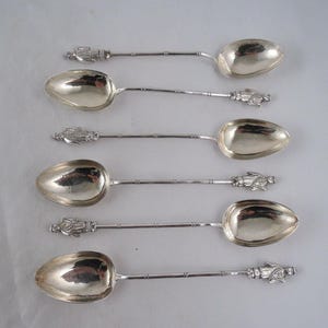 Set Of 6 Wang Hing Sterling Silver Demitasse Spoons Chinese Export Figural